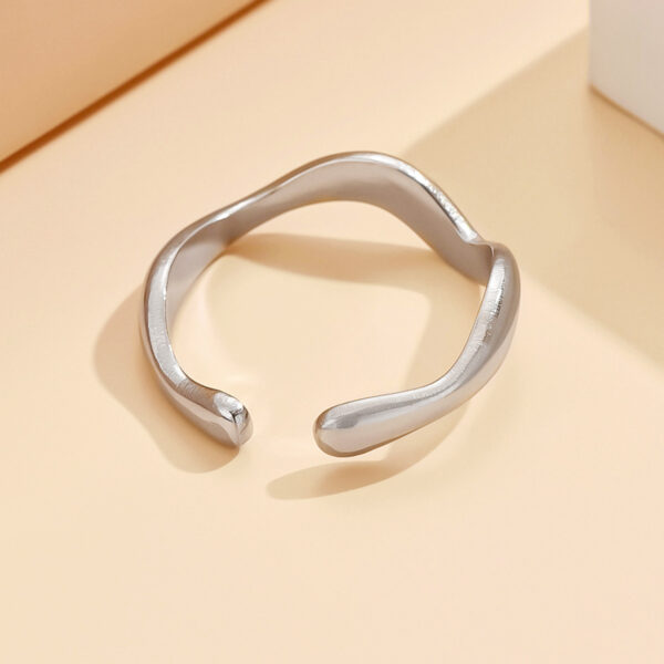 Wholesale Cross-border irregular curved wave plain ring ring women's opening titanium steel adjustable simple ins ring jewelry