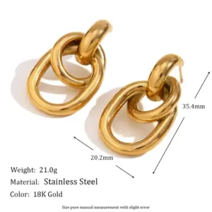 O-Shaped Winding Geometric Ear Studs-Gold
