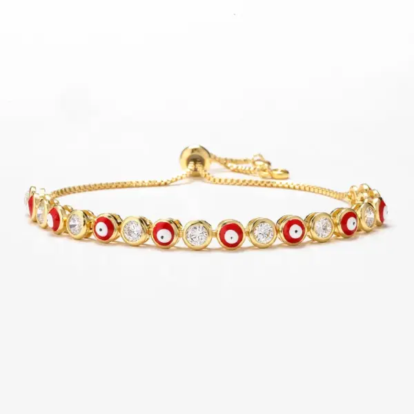 Wholesale Plated Geometric Colorful Devil's Eye Copper Fashion Enamel Copper Bracelets