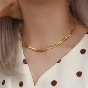Wholesale PVD Coated Real Gold Plated 18K Gold Geometric 304 Stainless Steel Waterproof Non Tarnish 304 Stainless Steel Necklace