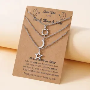Wholesale New Stainless Steel Sun Moon Star Necklace European And American Personality Pendent Necklace