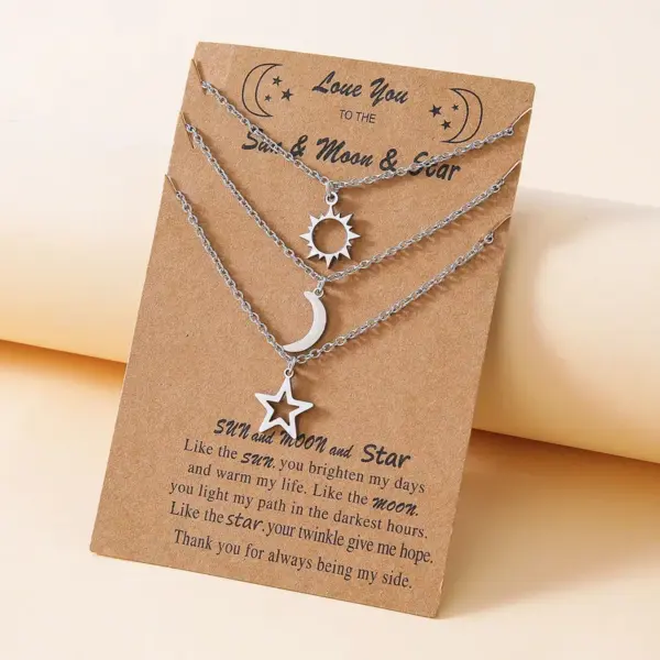 Wholesale New Stainless Steel Sun Moon Star Necklace European And American Personality Pendent Necklace