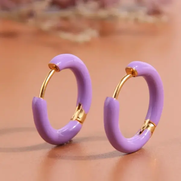 Wholesale 304 Stainless Steel Triangle Circle Heart Shape Electroplated Golden Plated Simple Style Enamel Hoop Earrings