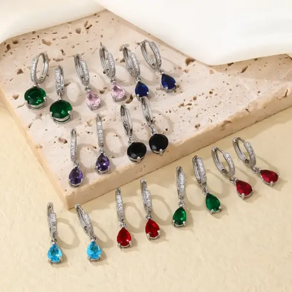 PVD Coated Rhodium Plated Round Water Droplets 304 Stainless Steel Casual Basic Sweet Waterproof Non Tarnish Drop Earrings