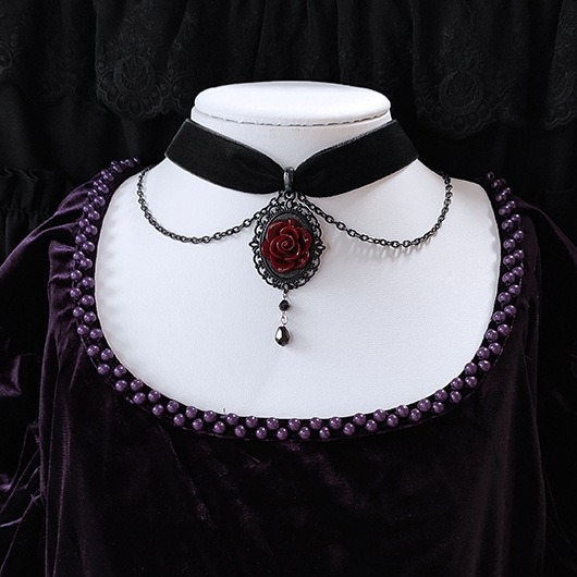 Wholesale Cross-border foreign trade Gothic Dark Rose Necklace Personality Collar Halloween Gothic Necklace Factory Outlet