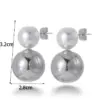 PVD Coated Geometric Round Pearl 304 Stainless Steel French Style Simple Style Korean Style Waterproof Non Tarnish Earrings