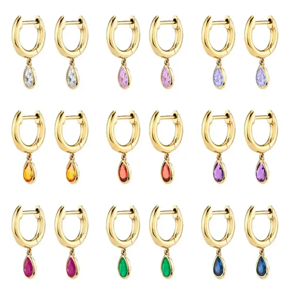 Wholesale 1 Pair IG Style Water Droplets Inlay Copper Zircon Gold Plated Drop Earrings