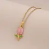 Wholesale PVD Coated Real Gold Plated Flower Butterfly 304 Stainless Steel Cute Romantic Waterproof Non Tarnish 304 Stainless Steel Lobster Trigger Clasp Closure Pendant Necklace