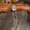 Wholesale Retro style flower-shaped alloy hairpin inlaid with turquoise