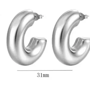 Semicircle Hollow Earrings Steel Color Cp-yz129lv-hb / 18K