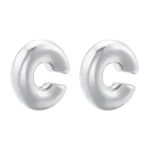 Ve1024 White Gold Color Cylindrical C- Shaped 1 Pair