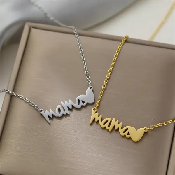 Wholesale Lady Mama Letter Heart Shape Titanium Steel Plating Necklace