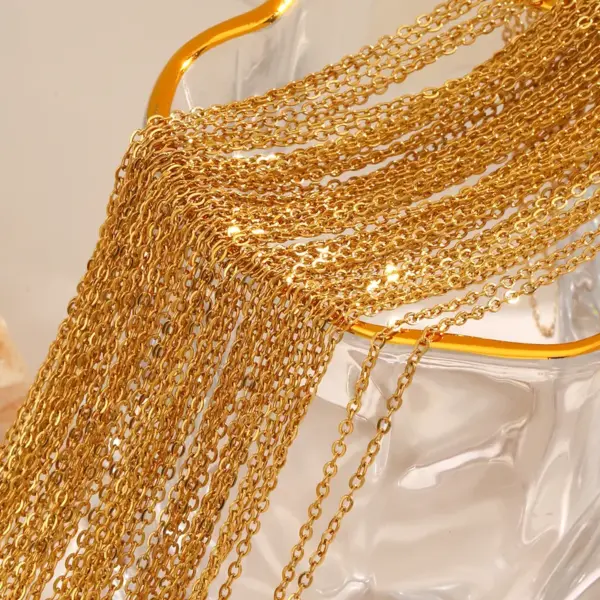 Wholesale Ion Plating (IP) 18K Gold Plated Chain 304 Stainless Steel Simple Style Waterproof Non Tarnish 304 Stainless Steel Necklace