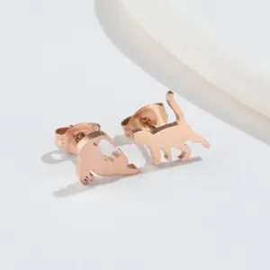 PVD Coated 18K Gold Real Gold Plated Cat 304 Stainless Steel Fashion Waterproof Non Tarnish Earrings