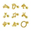 Wholesale 1 Piece Cute Simple Style Geometric Animal Crown Plating Titanium Steel Ear Studs