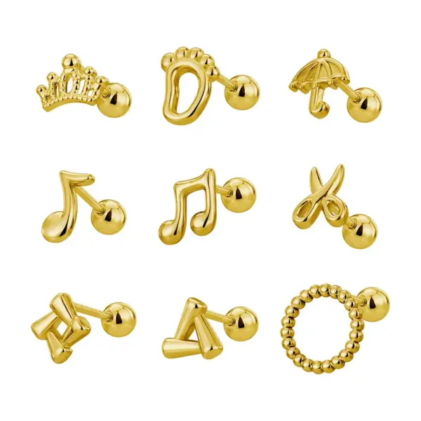 Wholesale 1 Piece Cute Simple Style Geometric Animal Crown Plating Titanium Steel Ear Studs