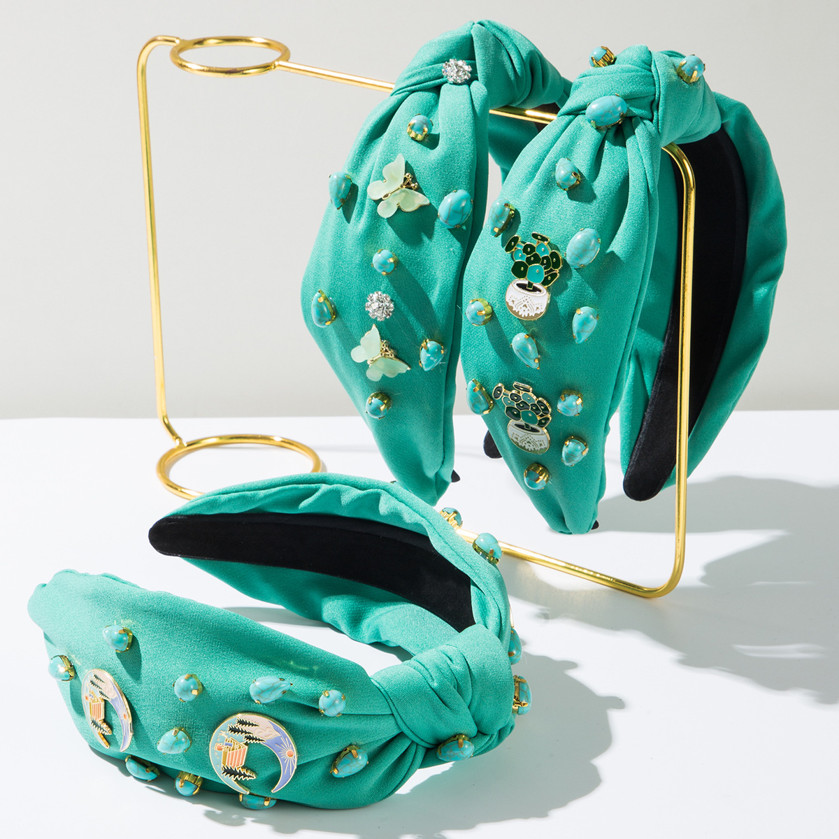 Wholesale Fresh and Fashionable New Turquoise Headband Creative Alloy Oil opping Antique Aessories Head Cave Travel Hair Aessories