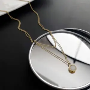 02-M10 Titanium Steel Double-Layer Necklace / Gold