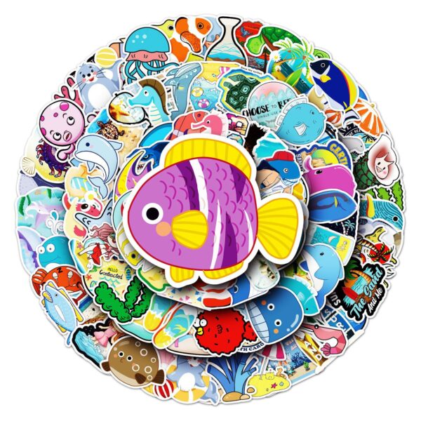 Wholesale 100 Cartoon Marine Bio Decorative Phone Case Laptop Luggage Scooter Car Stickers