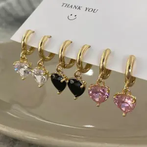 Wholesale 1 Pair Elegant Heart Shape Plating Inlay Copper Zircon Gold Plated Earrings