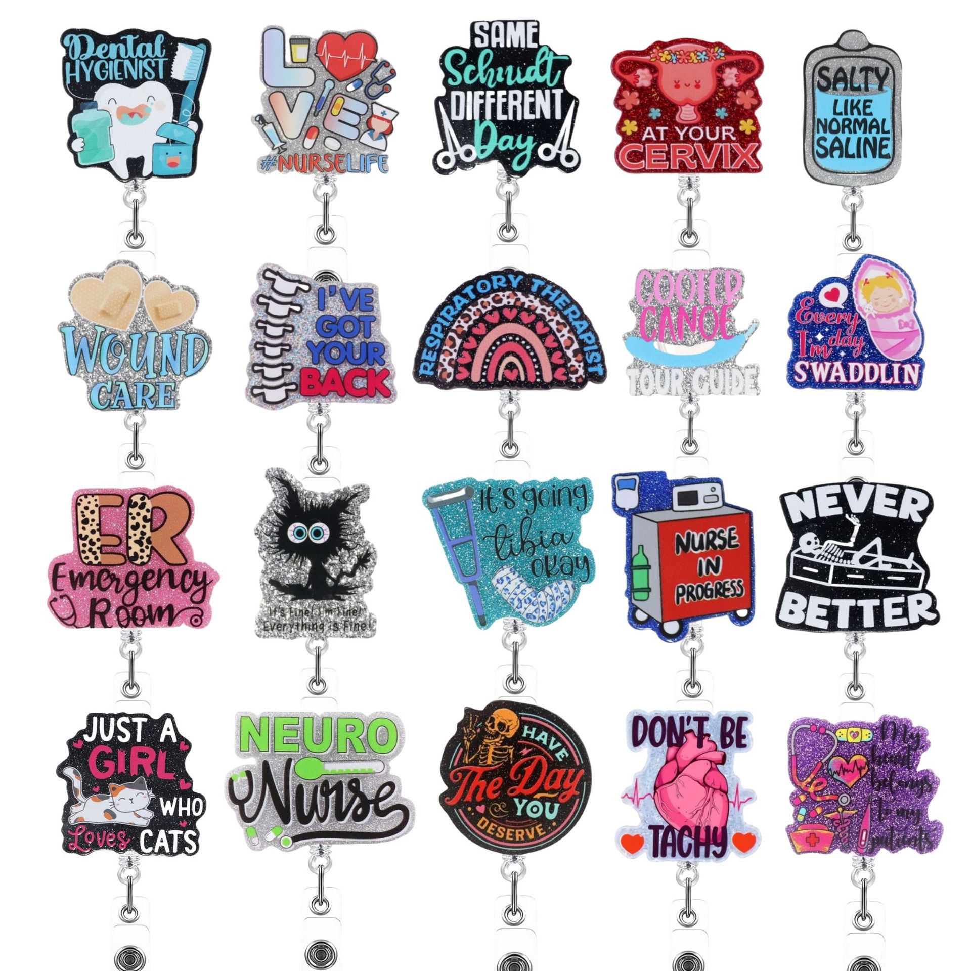 Wholesale New acrylic medical student retractable badge reel chest card holder oice sta ID card holder DIY retractable buckle