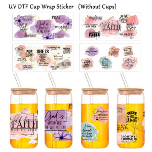 Wholesale Bible Jesus Crystal Sticker Transparent 16oz UV DTF Glass Cup Sticker
