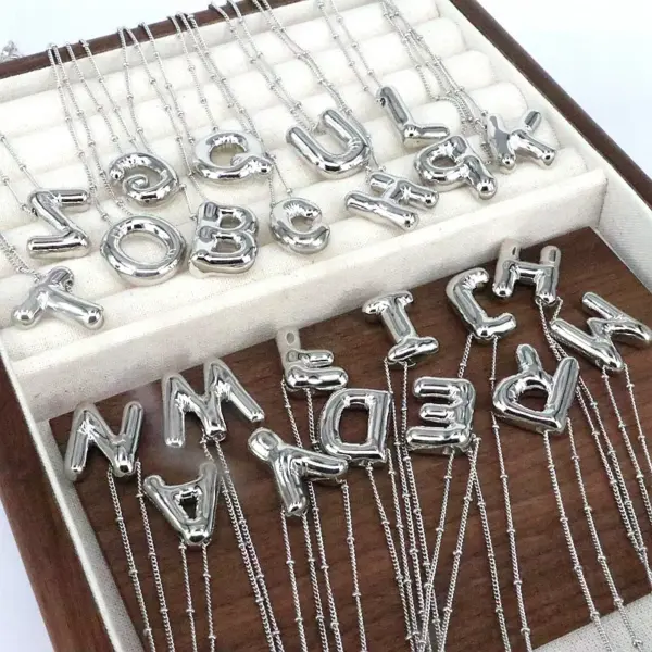Wholesale Hip-hop Simple Style Classic Style Letter Copper Silver Plated Pendant Necklace In Bulk