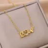 Wholesale Real Gold Plated 316 Stainless Steel PVD Coated Rhinestones Letter Waterproof Non Tarnish Plating Inlay Elegant Simple Style Cable Chain Necklace For Women's