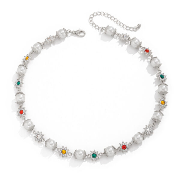 Wholesale Hip Hop Pearl Flower Necklace Men's High-end Sense Fashion Personality Clavicle Chain Men's Jewelry