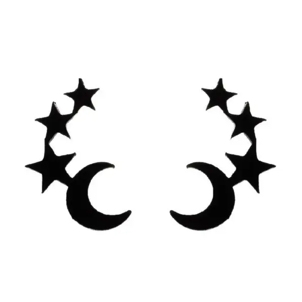 Wholesale PVD Coated 18K Gold Real Gold Plated Star Moon 304 Stainless Steel Simple Style Waterproof Non Tarnish Ear Studs