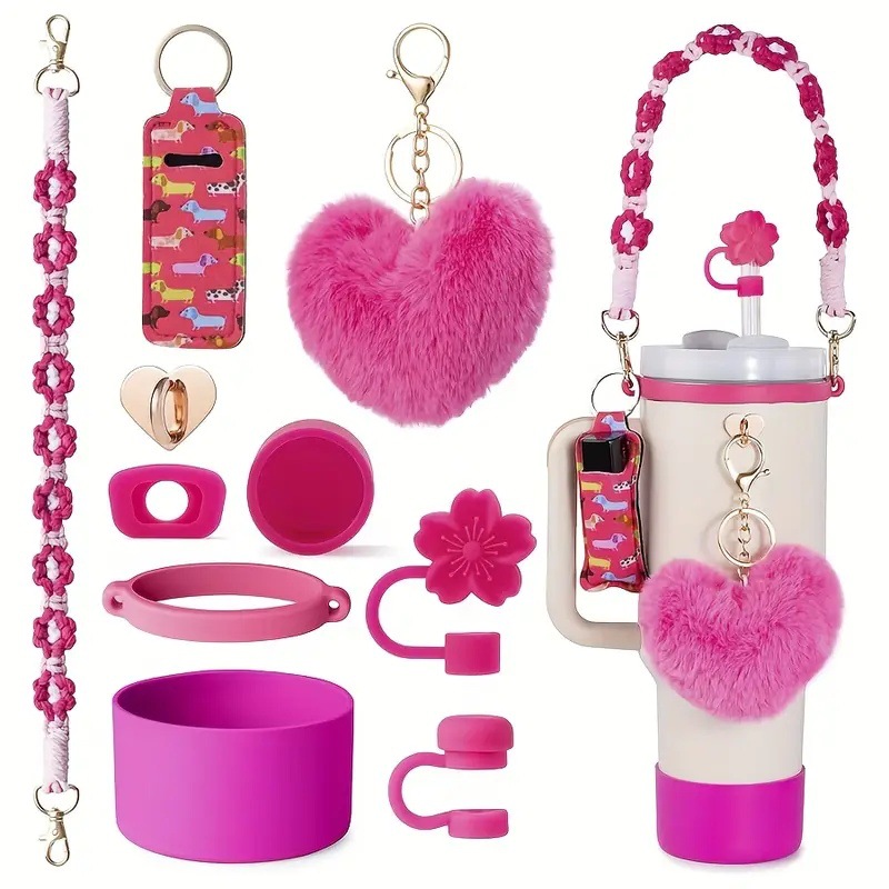 Wholesale in stock cross-border c aessories suit love plush pendant leak-proof stopper c cover rtable rope