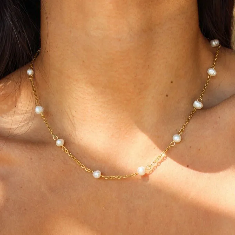 Wholesale PVD Coated Real Gold Plated 18K Gold Ball 201 Stainless Steel Freshwater Pearl Casual Simple Style Waterproof Non Tarnish 304 Stainless Stee