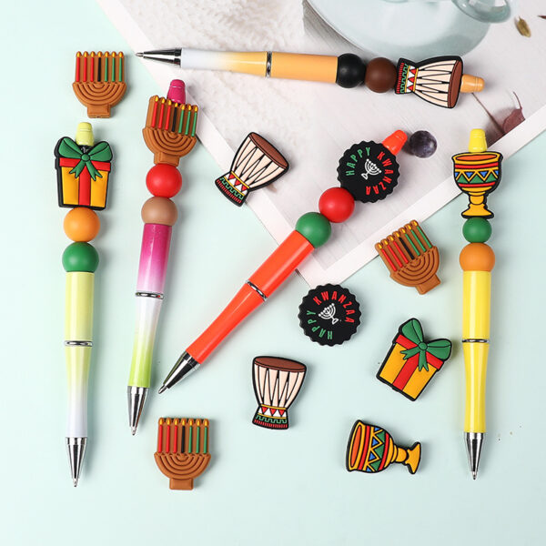 Wholesale Factory direct sales of new silicone beads, cartoon black African drum, straight hole wide knot beaded jewelry, DIY accessories wholesale.