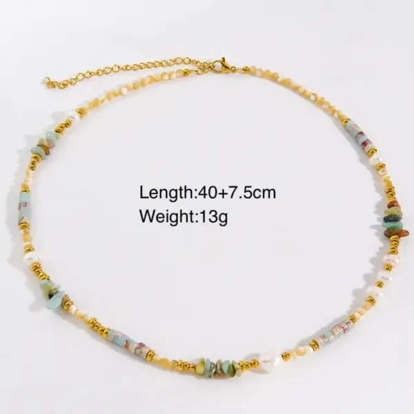 Casual Simple Style Multicolor Natural Stone Freshwater Pearl Shell Beaded Handmade Plating Necklace