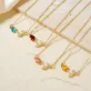 Wholesale 304 Stainless Steel Copper K Gold Plated Three-dimensional Inlay Floral Zircon Pendant Necklace