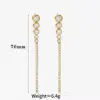 Wholesale 304 Stainless Steel Simple Zircon Pendant Tassel Long Earrings For Women 16K Real Gold Plated Platinum Plated Vacuum Electroplating (Fired) Waterproof Non-Fading Earrings