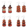 Wholesale Europe and the United States cross-border new Halloween bat grimace pumpkin pendant earrings wooden Gothic wind double-sided ear jewelry
