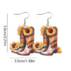 Wholesale Cross-border New Western Spring Summer Sunflower Flower Denim Boots Pendant Earrings Wooden Double-sided Earrings