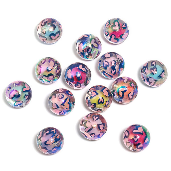 Wholesale Heart-shaped leopard print beaded