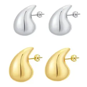 Wholesale 1 Pair Simple Style Water Droplets Plating Stainless Steel Ear Studs