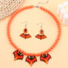 Wholesale European and American Halloween Creative Earrings Solid Color Bat Ghost Beaded Acrylic Necklace Personalized Jewelry Set for Women