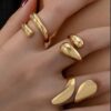 Wholesale Fully Managed Cross-border European and American Jewelry Fashion Personality Geometric Drop Ring 3 Piece Set Niche Opening Design Ring