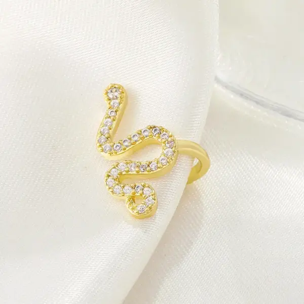 Wholesale Simple Style Snake Copper Ear Clips Plating Zircon Copper Earrings