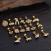 Wholesale Stainless Steel Plated Micro Paved Zirconia Ear Studs Genuine Gold Electroplated Small Elegant Punk Style Unisex Earrings