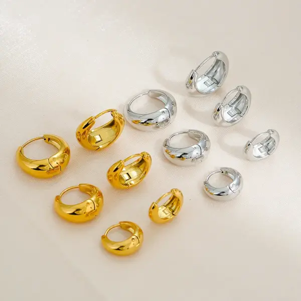 Wholesale 1 Pair Simple Style U Shape Plating 304 Stainless Steel Hoop Earrings