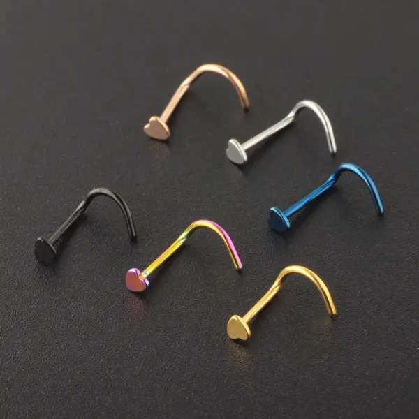 1 Piece Nose Rings & Studs Simple Style Heart Shape Stainless Steel