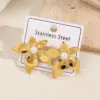 Wholesale Irregular Shape Pearl Flower Heart Snake Design Vacuum Plated 304 Stainless Steel Earrings Fashionable Casual Modern Style