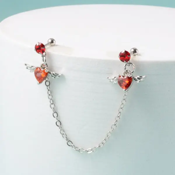 Wholesale 1 Piece Ear Cartilage Rings & Studs Fashion Heart Shape 304 Stainless Steel Rhinestone Zircon Inlay Rhinestones Zircon