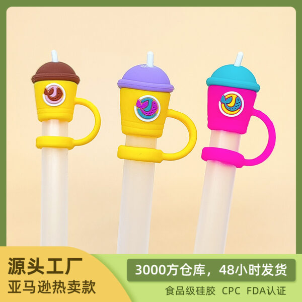 Wholesale New creative Stanley Cup straw cap coffee shape straw cover color food grade silicone straw cover