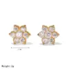 Wholesale Sparkling Zircon Ear Bone Stud Earrings Piercing Jewelry 304 Stainless Steel 18K Gold Plated INS Style Elegant